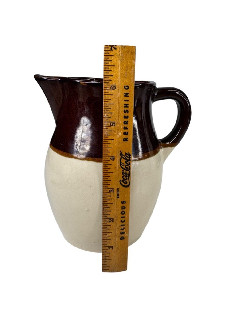 Roseville RRP Co USA Ceramic Pitcher Stoneware Brown Glaze 6" Tall Rustic - Picture 3 of 10